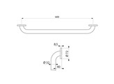 DELABIE VASTE STEUNGREEP 600MM TUBE 32MM RVS SATIN