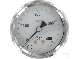 MANOMETER 0-4 BAR GLYCERINE RF 63 R 1/4 ACHTERAANSLUITING