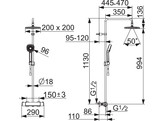 HANSA MICRA SHOWERPIPE VIERKANT 200X200MM INCL HANDDOUCHE CHROOM